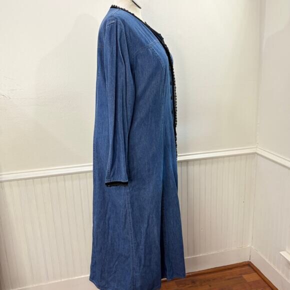 Elisabeth Size 18 Denim Dress Vintage Maxi Long Sleeve Western Prairie Modest - Picture 2 of 14
